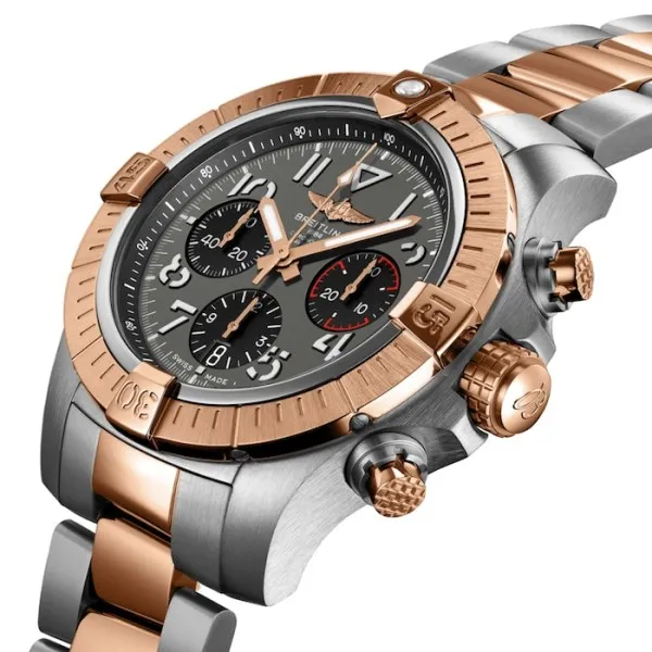 Breitling Avenger Men Automatic Grey Stainless Steel &amp;amp; 18K Red Gold Watch UB01821A1B1U1