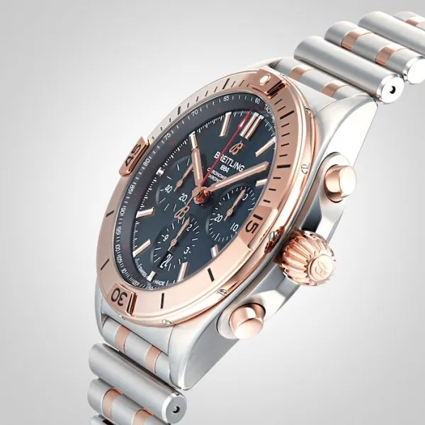 Breitling Chronomat Men Automatic Blue Bicoloured Watch UB0134101C1U1