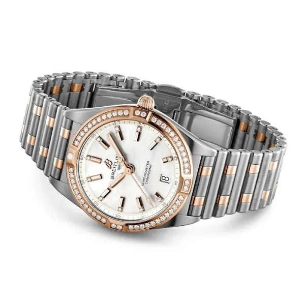 Breitling Chronomat Women Automatic Mother of Pearl Stainless Steel &amp;amp; 18ct Rose Gold Watch U77310591A2U1 photo 3