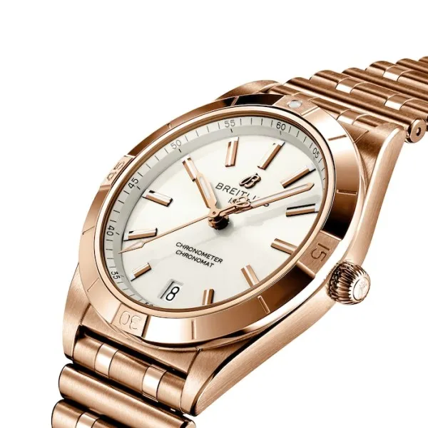 Breitling Chronomat Women Automatic Silver 18ct Rose Gold Watch R10380101A1R1 photo 4