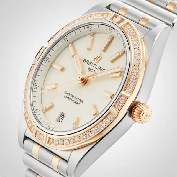 Breitling Chronomat Women Automatic Silver Stainless Steel &amp;amp; 18ct Rose Gold Watch U10380591A1U1 photo 3