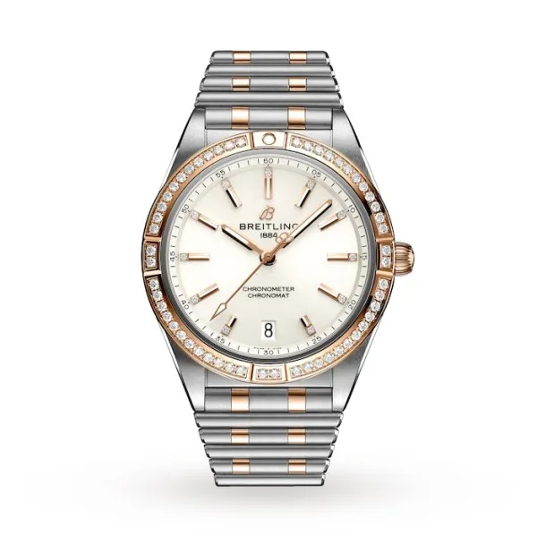 Breitling Chronomat Women Automatic Silver Stainless Steel &amp;amp; 18ct Rose Gold Watch U10380591A1U1 photo 4