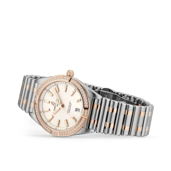 Breitling Chronomat Women Quartz Silver Stainless Steel &amp;amp; 18ct Rose Gold Watch U77310591A1U1 photo 3
