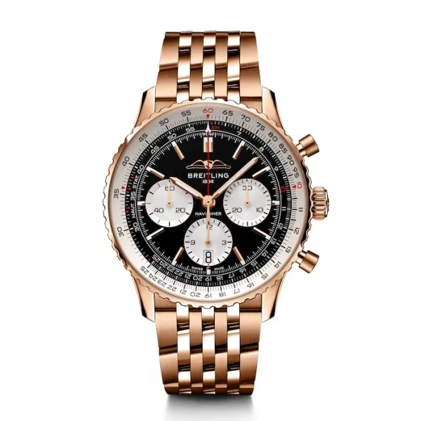 Breitling Navitimer Men Automatic Black 18ct Rose Gold Watch RB0138211B1R1 - Photo 3