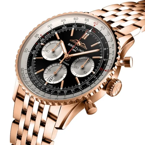 Breitling Navitimer Men Automatic Black 18ct Rose Gold Watch RB0138211B1R1 photo 2