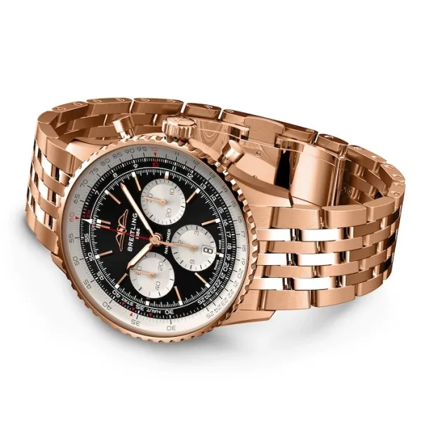 Breitling Navitimer Men Automatic Black 18ct Rose Gold Watch RB0138211B1R1 photo 3