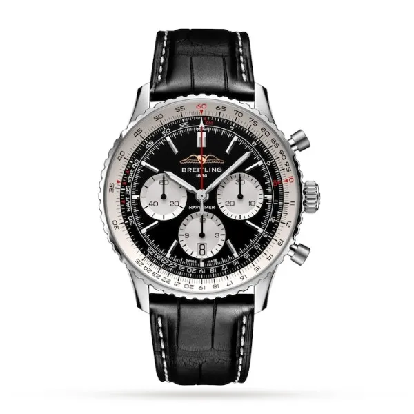 Breitling Navitimer Men Automatic Black Alligator Watch AB0138211B1P1