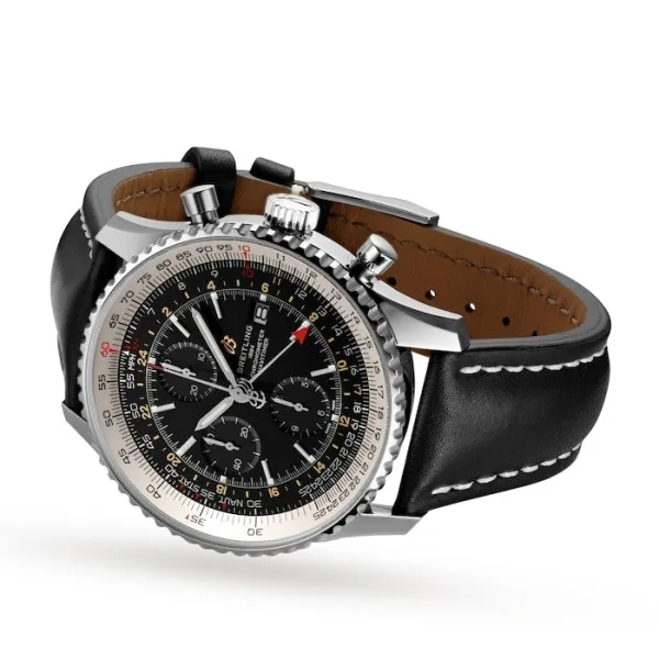 Breitling Navitimer Men Automatic Black Leather Watch A24322121B2X1 - Photo 2