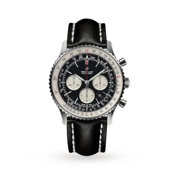 Breitling Navitimer Men Automatic Black Leather Watch AB0127211B1X1