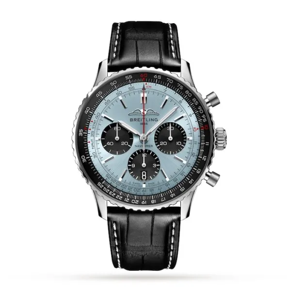 Breitling Navitimer Men Automatic Blue Alligator Watch AB0138241C1P1