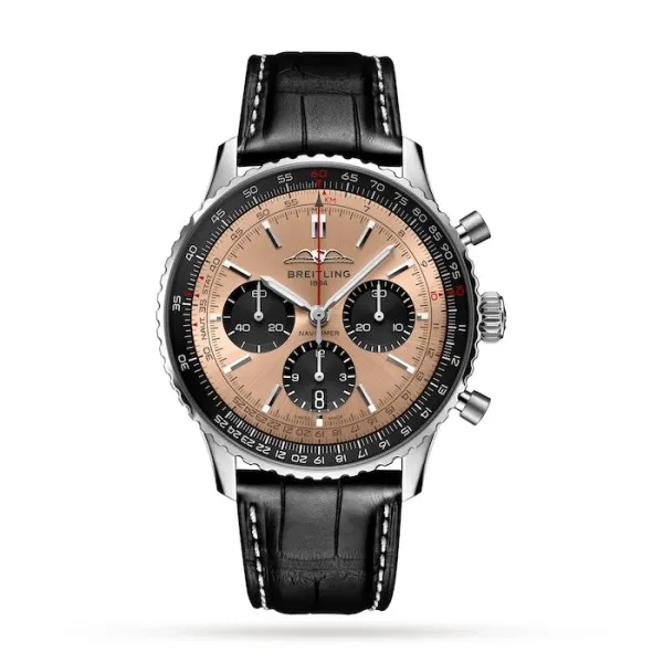 Breitling Navitimer Men Automatic Copper Alligator Watch AB0138241K1P1