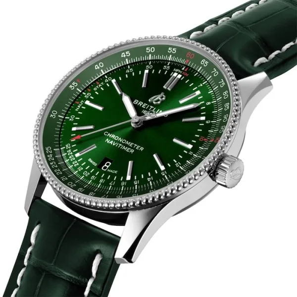 Breitling Navitimer Men Automatic Green Alligator Watch A17326361L1P2 - Photo 2