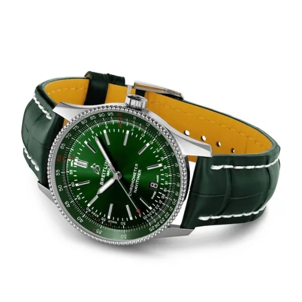Breitling Navitimer Men Automatic Green Alligator Watch A17326361L1P2 - Photo 3