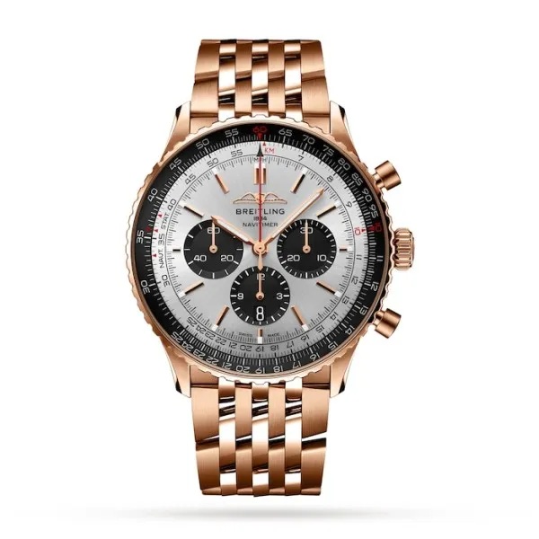 Breitling Navitimer Men Automatic Silver 18ct Rose Gold Watch RB0137241G1R1 - Photo 3