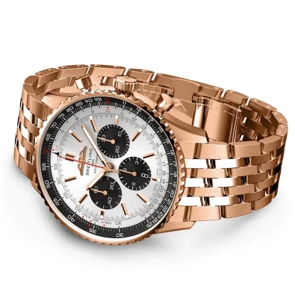 Breitling Navitimer Men Automatic Silver 18ct Rose Gold Watch RB0137241G1R1 - Photo 5