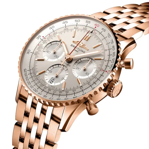 Breitling Navitimer Men Automatic Silver 18ct Rose Gold Watch RB0139211G1R1 photo 2