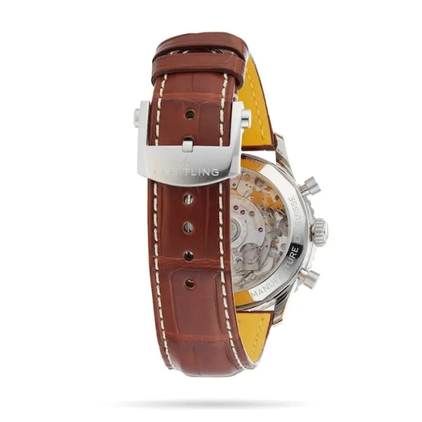 Breitling Navitimer Men Automatic Silver Alligator Watch AB0139211G1P1
