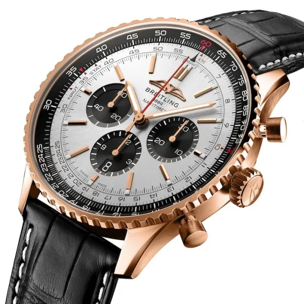 Breitling Navitimer Men Automatic Silver Alligator Watch RB0137241G1P1