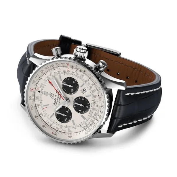 Breitling Navitimer Men Automatic Silver Crocodile Watch AB0311211G1P1