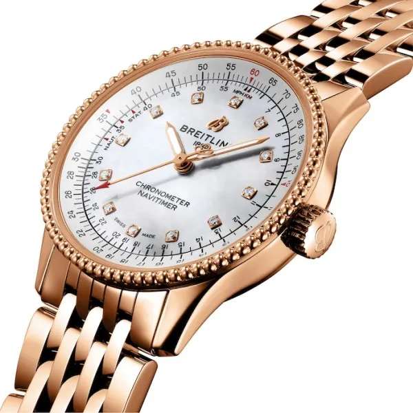 Breitling Navitimer Women Automatic Mother of Pearl 18ct Rose Gold Watch R17395211A1R1 photo 2