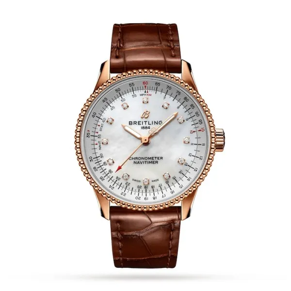 Breitling Navitimer Women Automatic Mother of Pearl Crocodile Watch R17395211A1P1