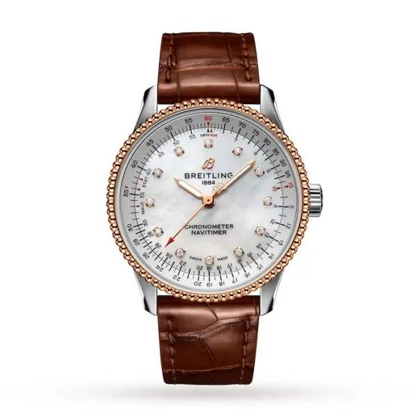 Breitling Navitimer Women Automatic Mother of Pearl Crocodile Watch U17395211A1P1