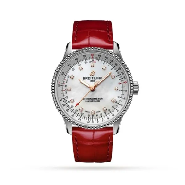Breitling Navitimer Women Automatic Mother of Pearl Leather Watch A17395211A1P6