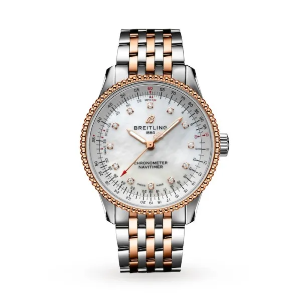 Breitling Navitimer Women Automatic Mother of Pearl Stainless Steel &amp;amp; Rose Gold Watch U17395211A1U1