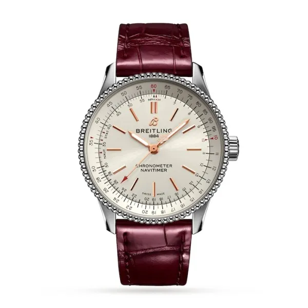 Breitling Navitimer Women Automatic Silver Crocodile Watch A17395F41G1P1