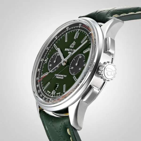 Breitling Premier Bentley Men Automatic Green Leather Watch AB0118A11L1X1 photo 4
