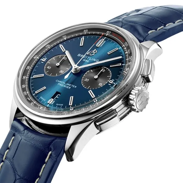 Breitling Premier Men Automatic Blue Crocodile Watch AB0118A61C1P1 photo 4