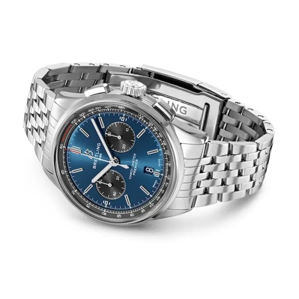 Breitling Premier Men Automatic Blue Stainless Steel Watch AB0118A61C1A1