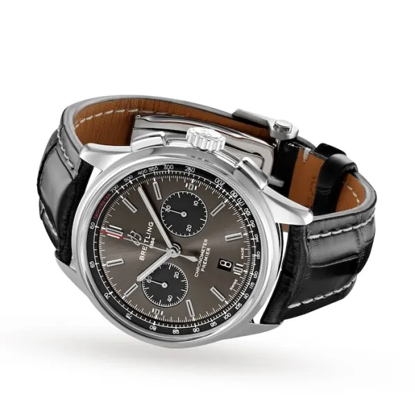 Breitling Premier Men Automatic Grey Crocodile Watch AB0118221B1P1 - Photo 4