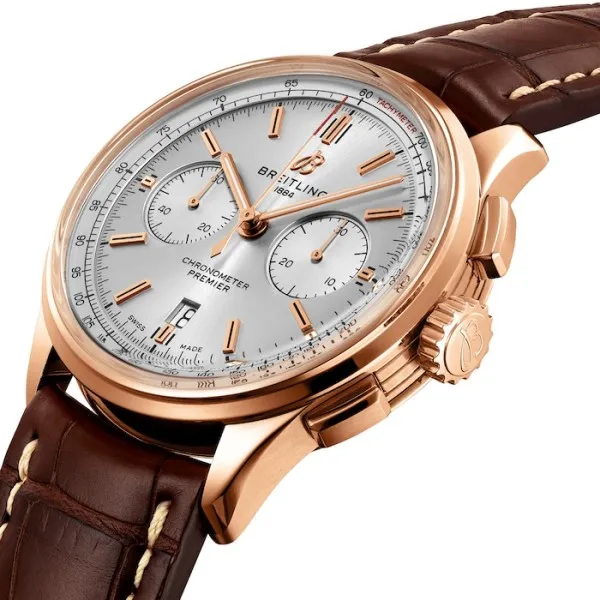 Breitling Premier Men Automatic Silver Alligator Watch RB0118371G1P1 photo 4