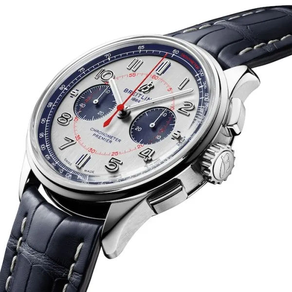 Breitling Premier Men Automatic Silver Crocodile Watch AB0118A71G1P1 - Photo 2
