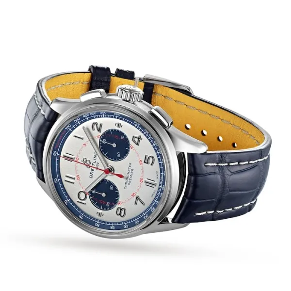 Breitling Premier Men Automatic Silver Crocodile Watch AB0118A71G1P1 - Photo 3