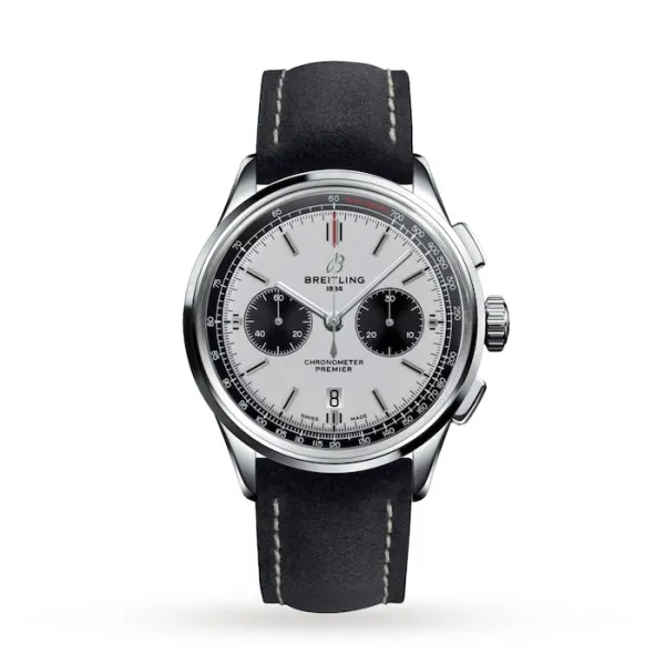 Breitling Premier Men Automatic Silver Leather Watch AB0118221G1X2 - Photo 3
