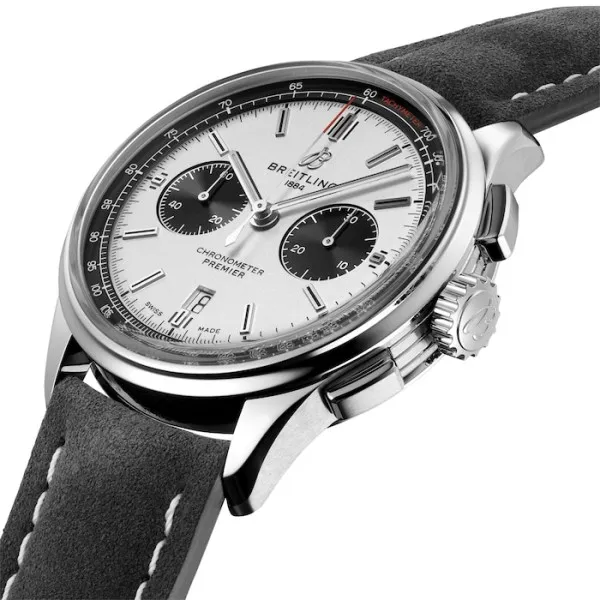 Breitling Premier Men Automatic Silver Leather Watch AB0118221G1X2 photo 2
