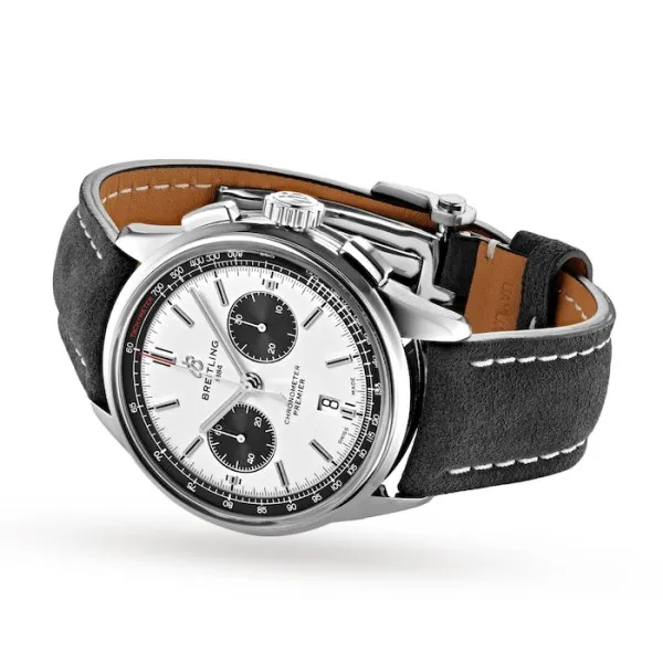 Breitling Premier Men Automatic Silver Leather Watch AB0118221G1X2 photo 3
