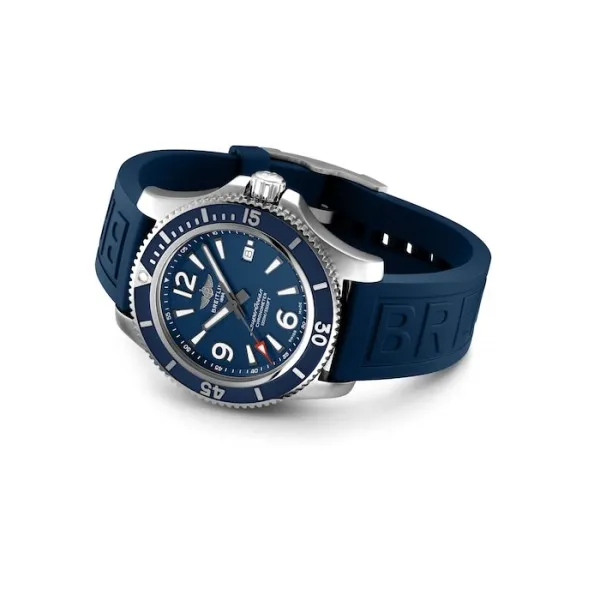 Breitling Superocean Men Automatic Blue Rubber Watch A17367D81C1S1