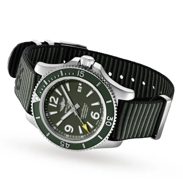 Breitling Superocean Men Automatic Green Nylon Watch A17367A11L1W1 - Photo 3