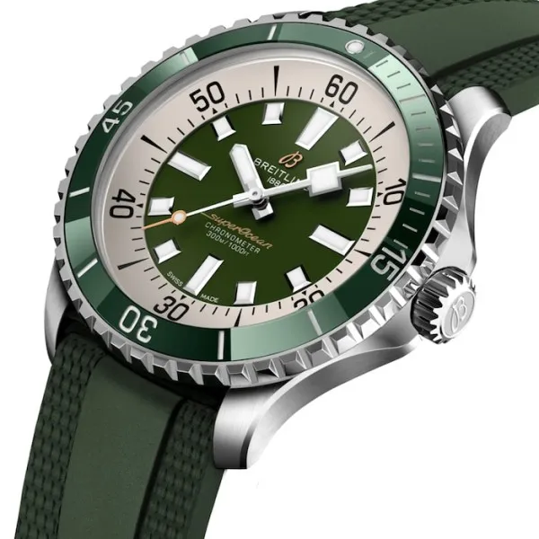 Breitling Superocean Men Automatic Green Rubber Watch A17376A31L1S1 - Photo 3