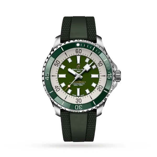 Breitling Superocean Men Automatic Green Rubber Watch A17376A31L1S1 - Photo 4