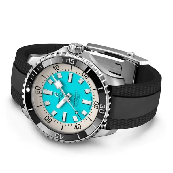 Breitling Superocean Men Automatic Turquoise Rubber Watch A17376211L2S1 - Photo 3
