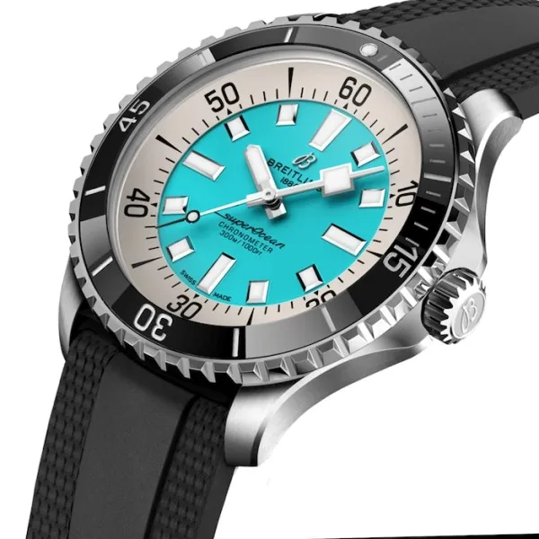 Breitling Superocean Men Automatic Turquoise Rubber Watch A17376211L2S1 photo 3
