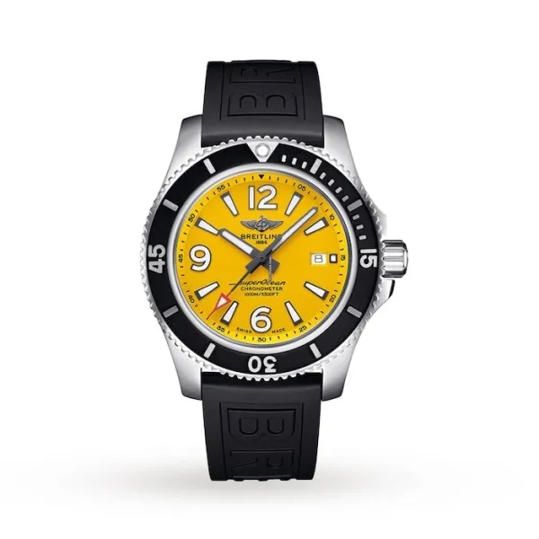 Breitling Superocean Men Automatic Yellow Rubber Watch A17367021I1S2 - Photo 2