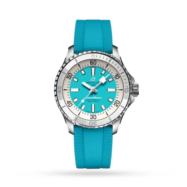 Breitling Superocean Unisex Automatic Turquoise Rubber Watch A17377211C1S1 - Photo 4