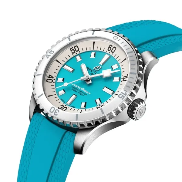 Breitling Superocean Unisex Automatic Turquoise Rubber Watch A17377211C1S1 photo 3