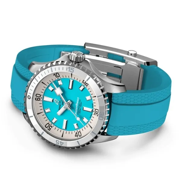 Breitling Superocean Unisex Automatic Turquoise Rubber Watch A17377211C1S1 photo 4