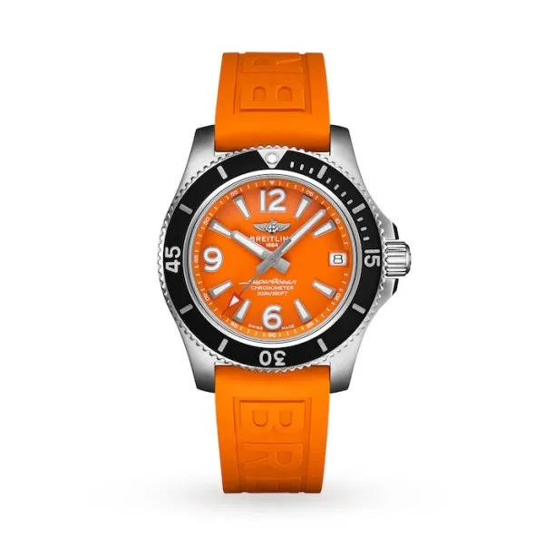 Breitling Superocean Women Automatic Orange Rubber Watch A17316D71O1S1 - Photo 2